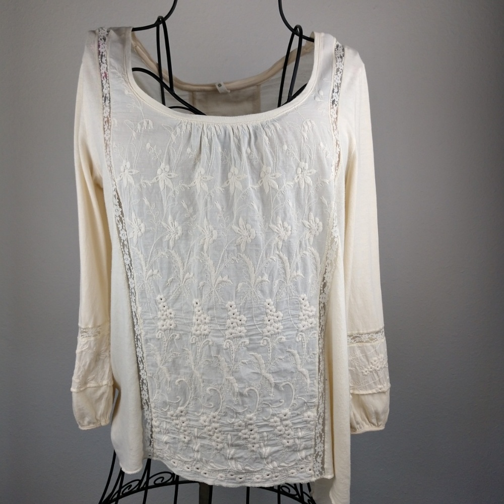 Soft Cream Boho Peasant Top